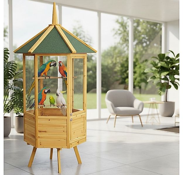 Melko Vogelhaus Vogelvoliere Vogelkäfig Zimmer- und Außenvoliere Holz Papag günstig online kaufen