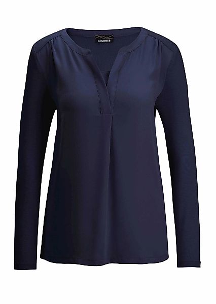 GOLDNER Kurzarmbluse "Elegantes Chiffonshirt mit Jersey-Details" Schlitz günstig online kaufen
