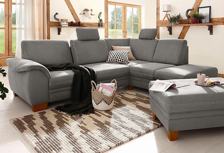 Home affaire Ecksofa »Husum L-Form«, mit Sitztiefenverstellung, Federkern-P günstig online kaufen