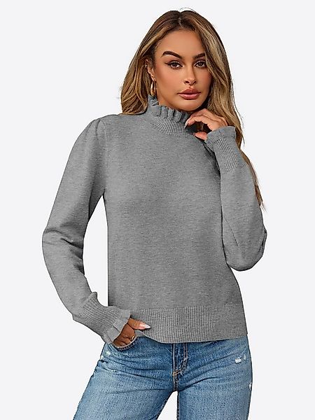 Imily Bela Sweater Damen Lässige Pullover mit Rüschen Besatzung (Packung, 1 günstig online kaufen