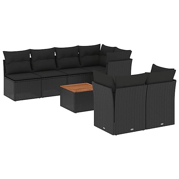 vidaXL 8-Tlg Garten-Sofagarnitur mit Kissen Schwarz Poly Rattan 3255845 günstig online kaufen