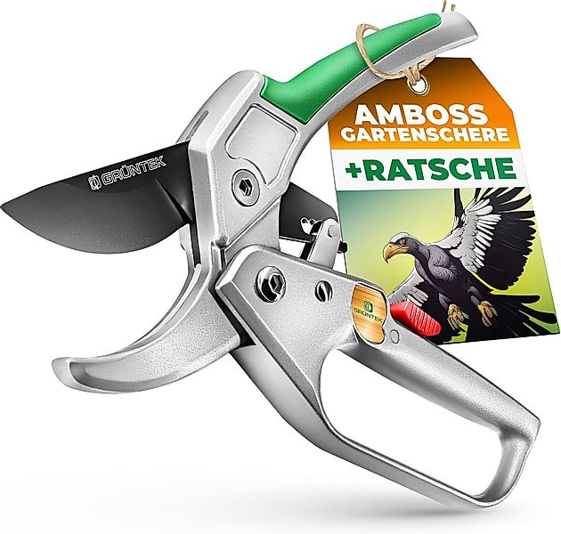 GRÜNTEK Gartenschere Amboss Strauchschere KONDOR 200 mm, automatisch zugesc günstig online kaufen