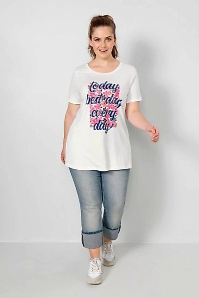 Janet & Joyce Rundhalsshirt T-Shirt A-Line Schrift-Motiv Rundhals Halbarm günstig online kaufen
