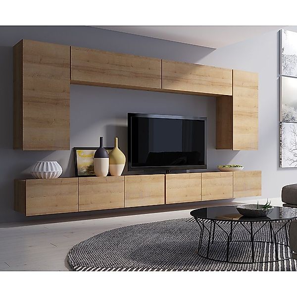 Lomadox Wohnwand CAIRNS-132, (6-St), in Eiche günstig online kaufen