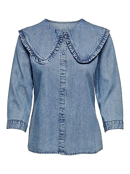 ONLY 3/4-ärmel Kragen- Hemd Damen Blau günstig online kaufen
