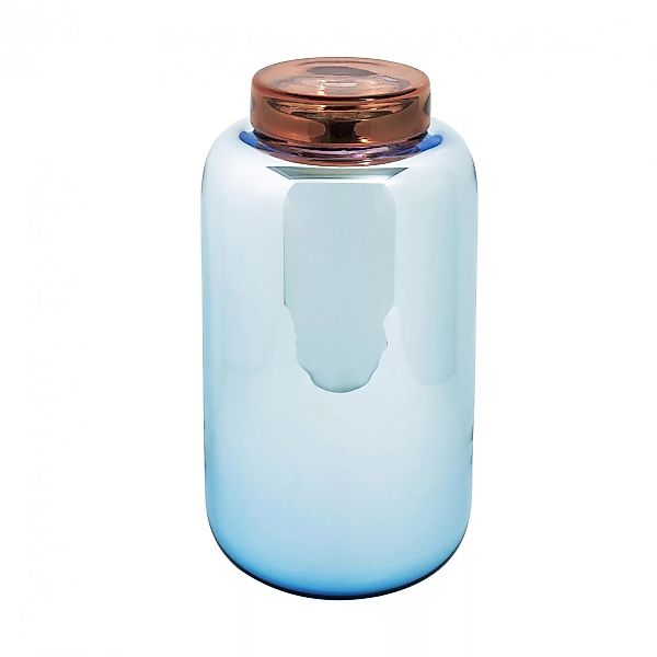 pulpo - Container High Vase - hellblau/versilbert/Abdeckung rot/H 30cm/Ø 16 günstig online kaufen