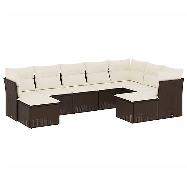 vidaXL 9-Tlg Garten-Sofagarnitur mit Kissen Braun Poly Rattan 3250412 günstig online kaufen