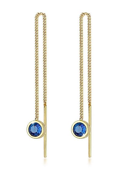 Elli Paar Ohrhänger Durchzieher Synthetischer Saphir Rund 925 Silber günstig online kaufen