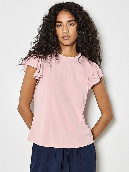 Apricot T-Shirt Jersey-Strick-T-Shirt mit Rüschen in unifarben günstig online kaufen