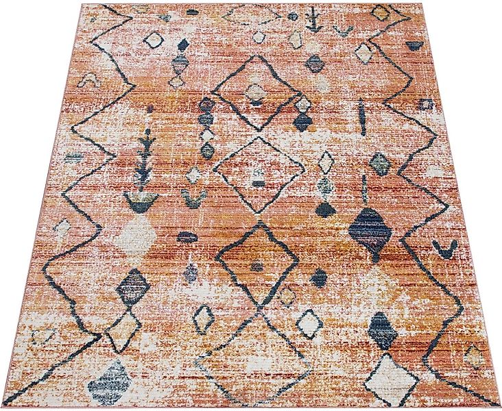 Paco Home Teppich "Kayacik 571" rechteckig 12 mm Höhe Kurzflor, Rauten Must günstig online kaufen