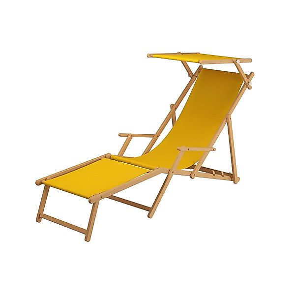 Erst-Holz Heller Buchenholz-Liegestuhl Holzklappstuhl Stofffarbe Gelb 10-30 günstig online kaufen