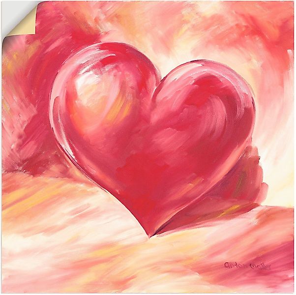 Artland Wandbild Rosa/rotes Herz, Herzen (1 günstig online kaufen