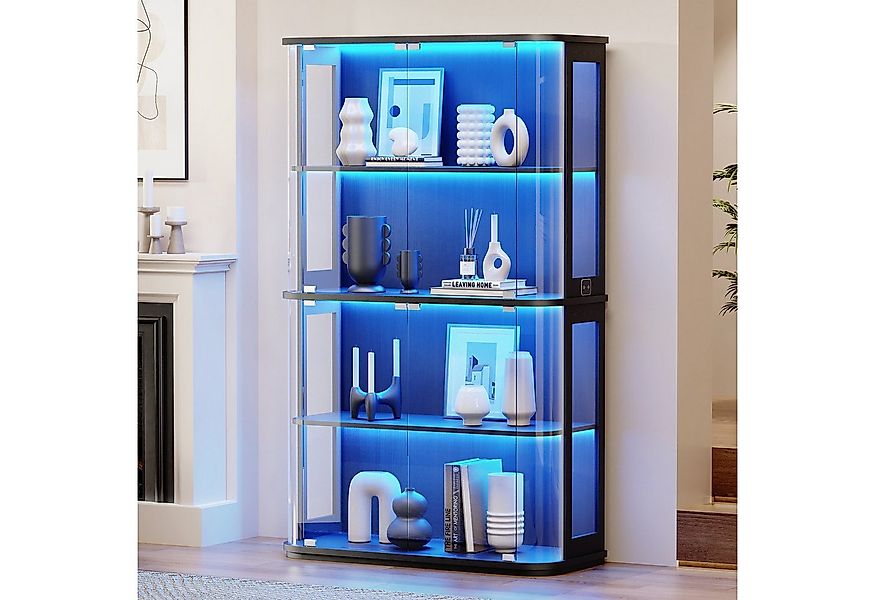 BROTTAR Standvitrine Große, runde Vitrine mit dreifarbiger Beleuchtung & Be günstig online kaufen