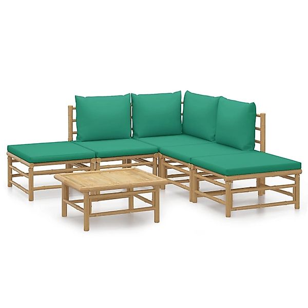 vidaXL Gartenlounge-Set 6-tlg. Garten-Lounge-Set mit Grünen günstig online kaufen