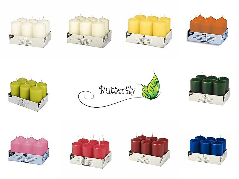 Starpak Stumpenkerze 6 Stumpenkerzen Ø 60 mm · 115 mm kiwi günstig online kaufen