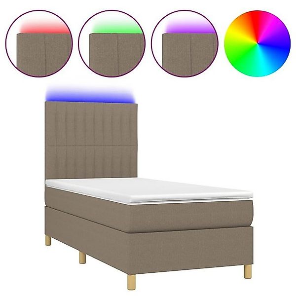 vidaXL Boxspringbett Boxspringbett mit Matratze LED Taupe 90x200 cm Stoff B günstig online kaufen