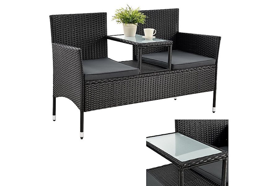 Juskys Balkonset Monaco, Balkonmöbel in Rattan-Optik, Polyrattan 2-Sitzer m günstig online kaufen