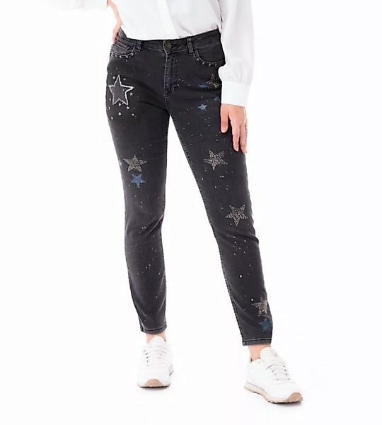 Sarah Kern Skinny-fit-Jeans Röhren-Jeans figurbetont mit Strass- und Nieten günstig online kaufen