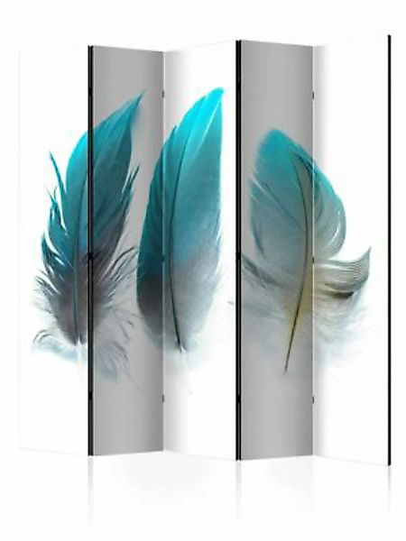 artgeist Paravent Blue Feathers II [Room Dividers] blau-kombi Gr. 225 x 172 günstig online kaufen