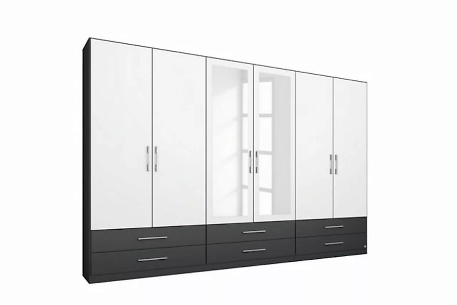 Kindermöbel 24 Spiegelschrank Finn weiß-grau 6 Türen B 271 cm - H 210 cm günstig online kaufen