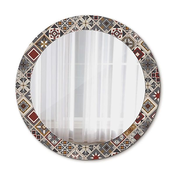 Tulup Spiegel mit Aufdruck Türkisches Muster 70x70 cm Runder Spiegel mit De günstig online kaufen