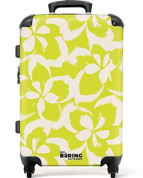 NoBoringSuitcases.com© Hartschalen-Trolley Gelb mit weißen Blüten günstig online kaufen