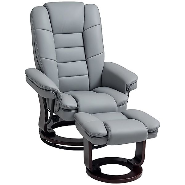 HOMCOM Relaxsessel mit Hocker Kunstleder Grau 85L x 82B x 106H cm günstig online kaufen