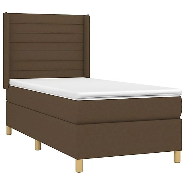 vidaXL Boxspringbett mit Matratze & LED Dunkelbraun 100x200 cm Stoff 313893 günstig online kaufen