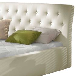 Polsterbett Doppelbett in Cremeweiß aus Kunstleder günstig online kaufen