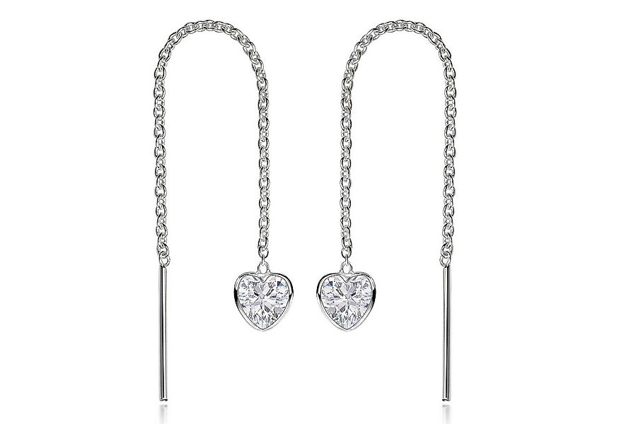 Materia Paar Ohrhänger Silber Durchzieher Herz Zirkonia weiß filigran SO-48 günstig online kaufen