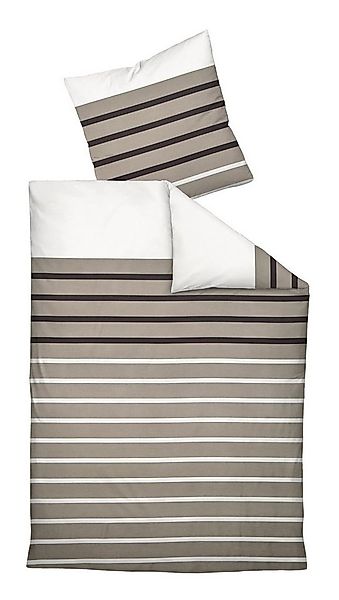 Janine Bettwäsche SINAL, Taupe, Braun, Weiß, 135 x 200 cm, Mako-Satin, 2 te günstig online kaufen
