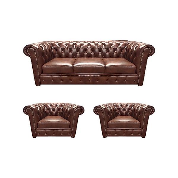 JVmoebel Chesterfield-Sofa Luxus Sofa Set 3tlg Wohnzimmer Polstermöbel Lede günstig online kaufen