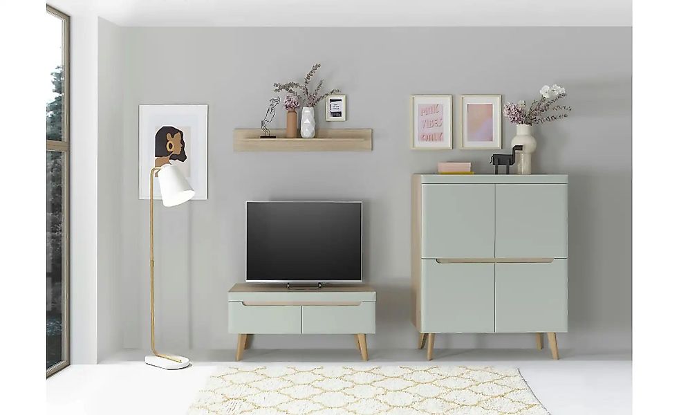 Wohnwand  Malaren ¦ grün ¦ Maße (cm): B: 234 H: 170 Kommoden & Sideboards > günstig online kaufen
