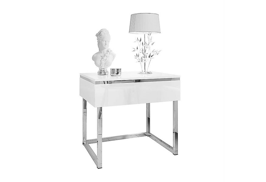 Lookway Nachttisch AURORA SILVER auf silbernem Gestell (1x Nachttisch), Bre günstig online kaufen