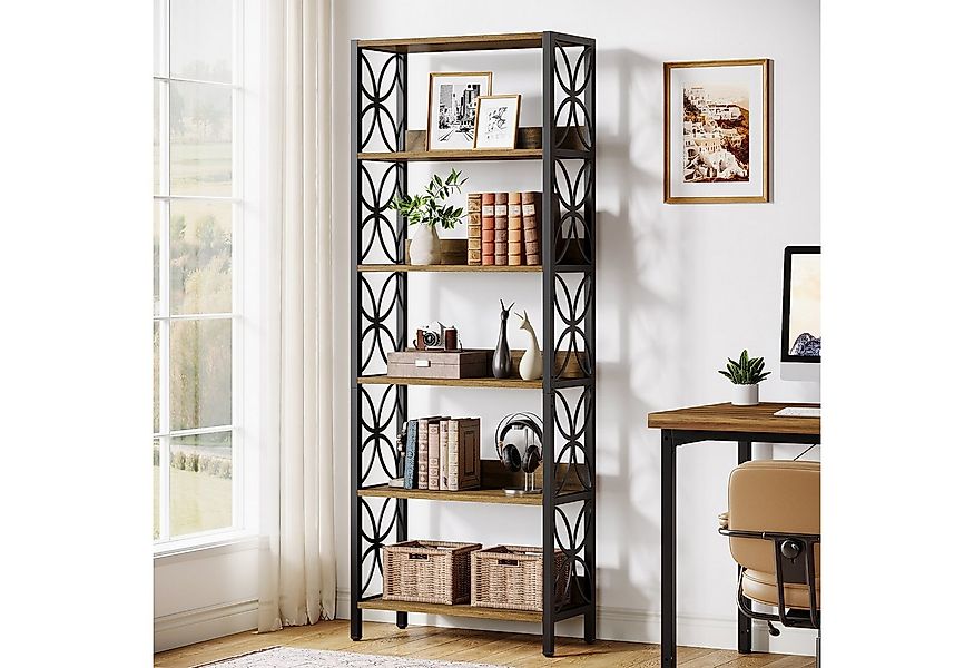 Tribesigns Bücherregal Regal mit 6 Ebenen, 180 cm, industrieller Metallrahm günstig online kaufen