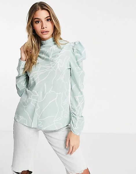 AX Paris – Hochgeschlossene Bluse mit Print-Mehrfarbig günstig online kaufen
