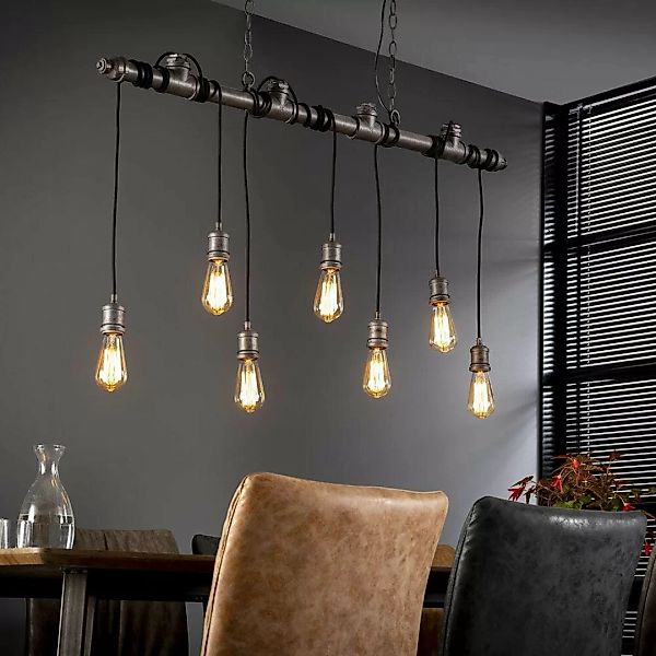 famlights | Pendelleuchte Katja aus Metall in Silber im Industrial Style 7x günstig online kaufen