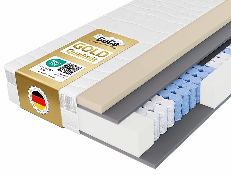 Beco Taschenfederkernmatratze "Feel Like Latex ONE TFK - GOLD, Matratze 90x günstig online kaufen