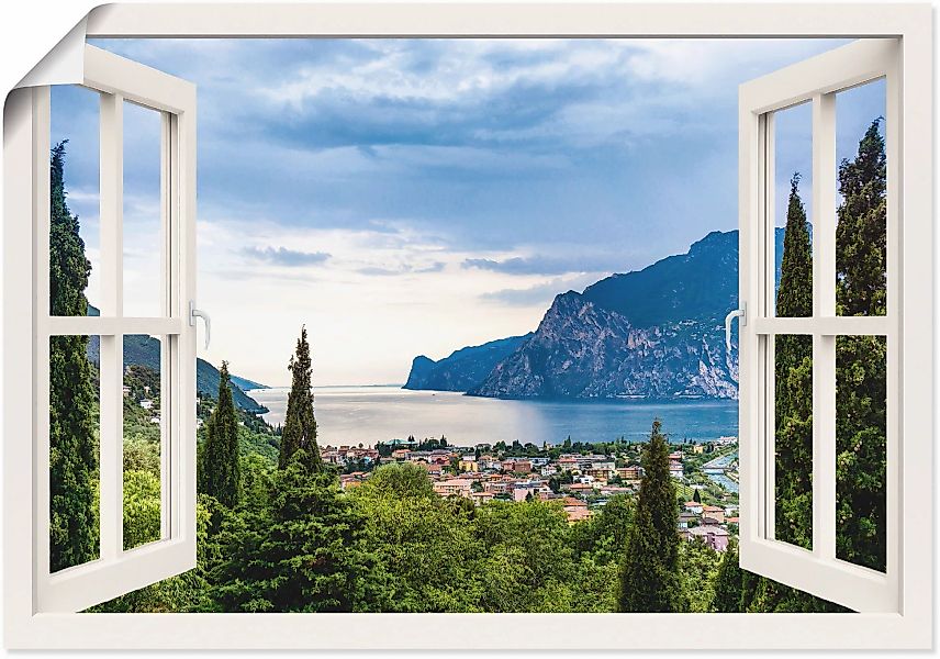 Artland Wandbild »Gardasee durchs weiße Fenster«, Seebilder, (1 St.), als A günstig online kaufen