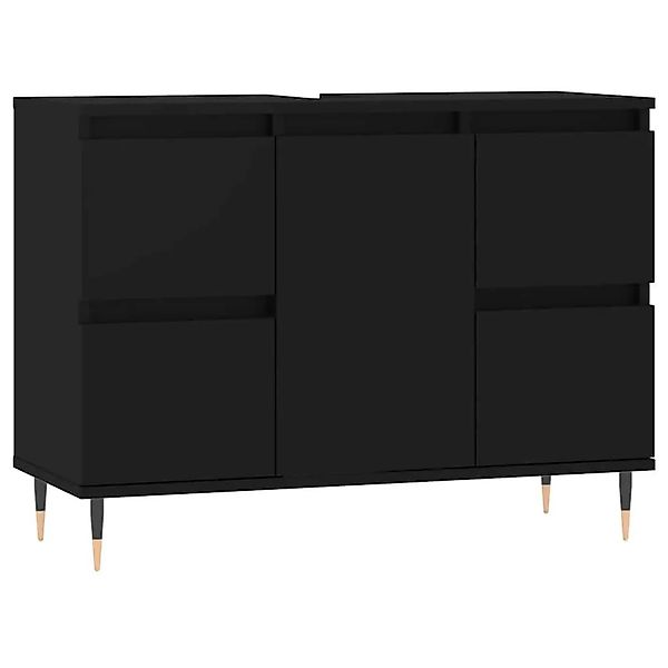 vidaXL Badschrank Schwarz 80x33x60 cm Holzwerkstoff 831645 günstig online kaufen