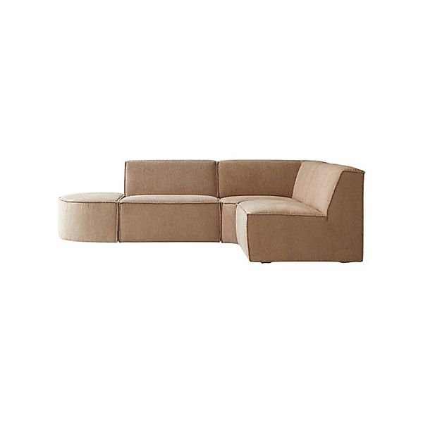 Tikamoon Sofa Dario Modul-Ecksofa aus camelfarbenem Stoff, 4–5 Sitzplätze günstig online kaufen