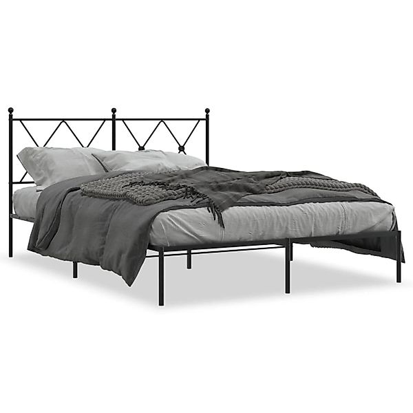 vidaXL Bettgestell mit Kopfteil Metall Schwarz 140x200 cm 376503 günstig online kaufen
