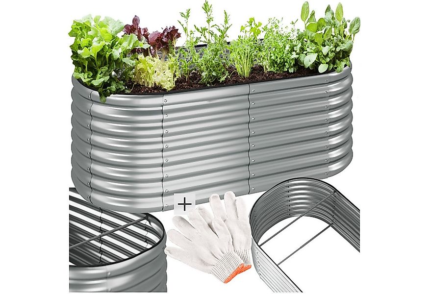 tectake Hochbeet Pflanzenkasten Flormma, 603l, verzinkt, 160x80x60cm, aus v günstig online kaufen