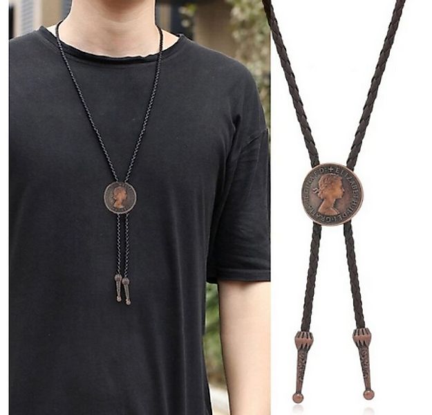 Ware aus aller Welt Krawatte Bolo Krawatte mit Münze und Kordel Western Cow günstig online kaufen