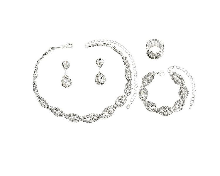 KARMA Schmuckset Strass Damen Silber Halskette 36 cm (Strassohrringe Strass günstig online kaufen