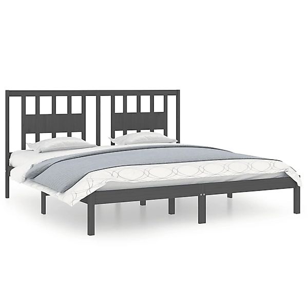 vidaXL Massivholzbett Grau Kiefer 200x200 cm1156376 günstig online kaufen