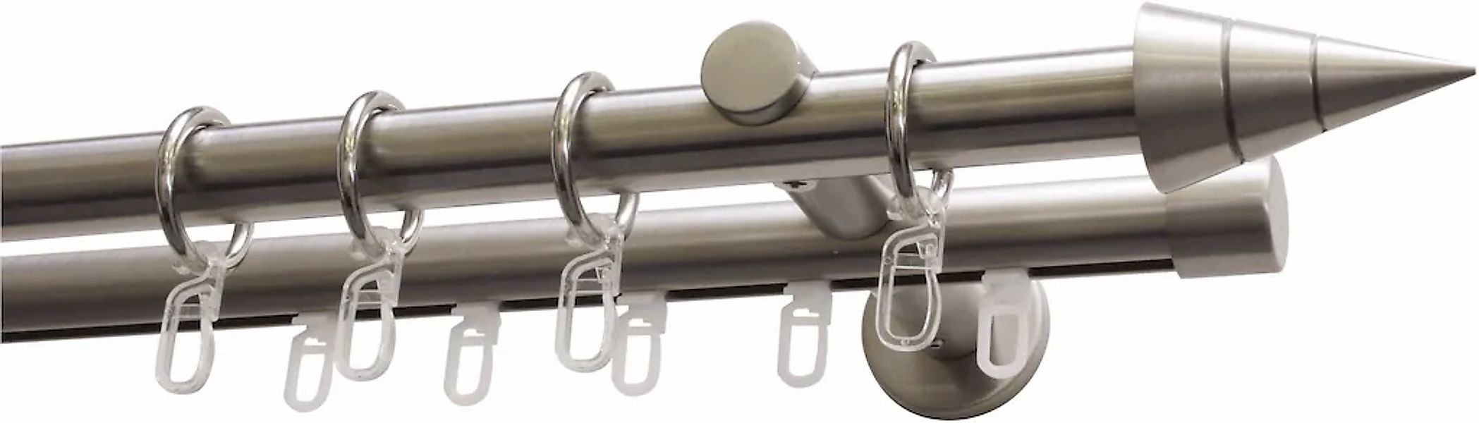 GARDINIA Gardinenstange "Set Kegel Metall" Ø 20 mm 1 läufig-läufig Fixmaß 2 günstig online kaufen