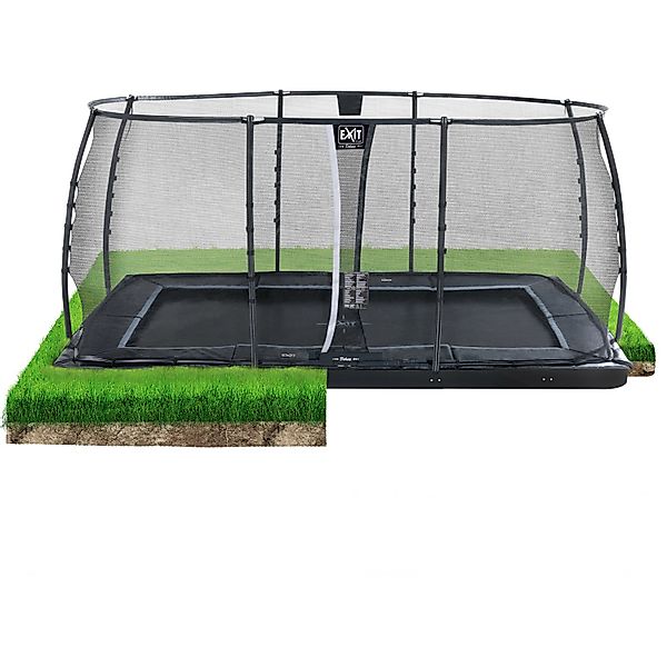 EXIT Dynamic Ebenerdiges Trampolin 275 cm x 458 cm mit Sicherheitsnetz Schw günstig online kaufen