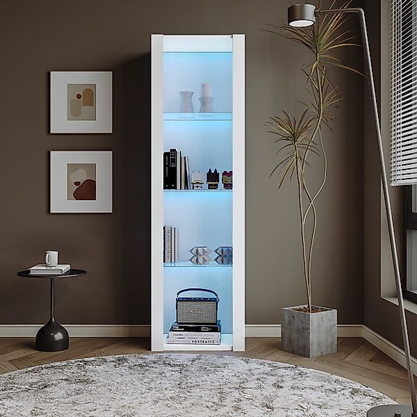 TavilaEcon Glasvitrine Hochglanz-Vitrinenschrank mit LED-Beleuchtung, 3 günstig online kaufen