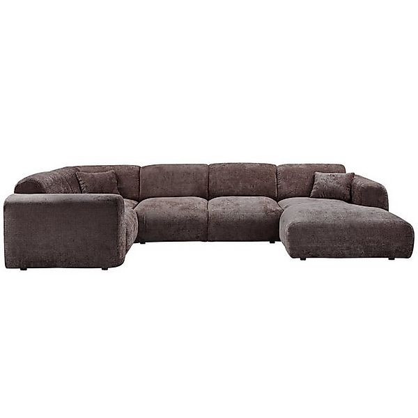 WOOOD Ecksofa Cloud aus Chenille-Stoff Links, Braun günstig online kaufen